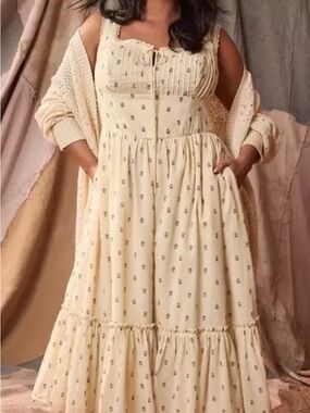 torrid Cream Floral Tiered Maxi Dress 100% Cotton
